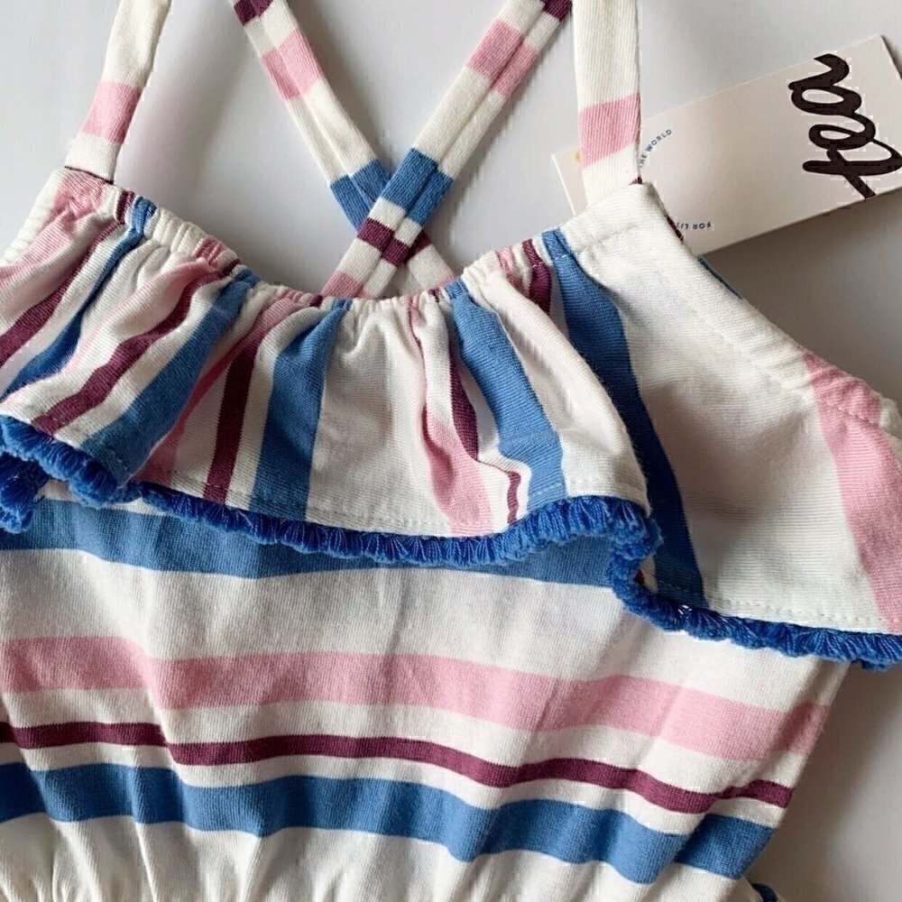 NWT Tea Collection Striped Ruffle Girl Dress 2T - Picture 5 of 6